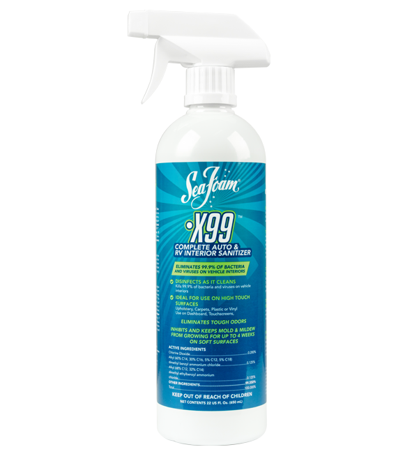 Sea Foam X99 Interior Sanitizer on White Background